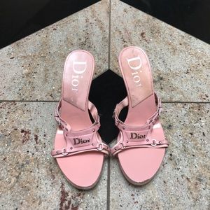 Vintage Authentic Dior pink patent wedges
